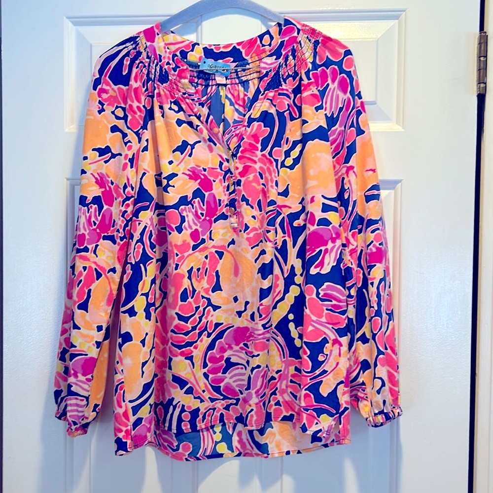 Lilly Pulitzer Colorful Silk long sleeve blouse
